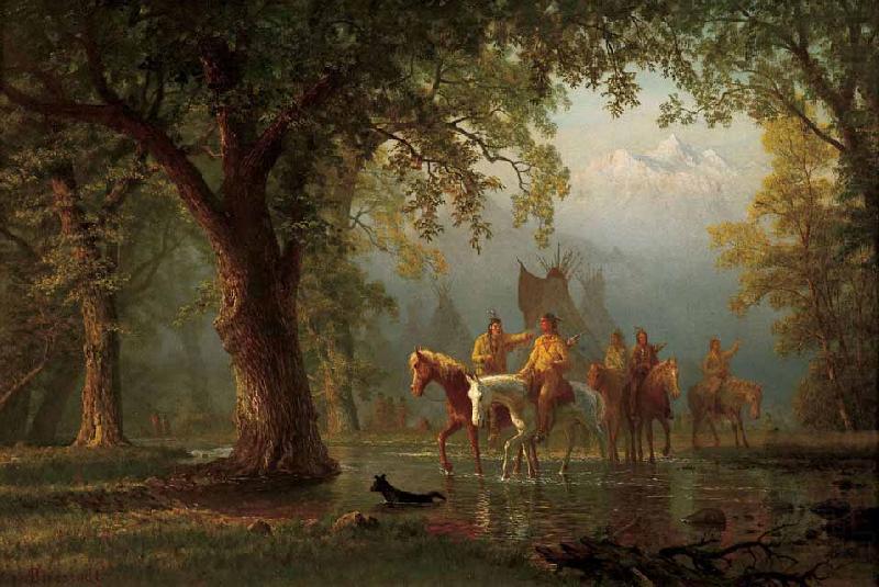 Albert Bierstadt Departure of an Indian War Party oil painting picture